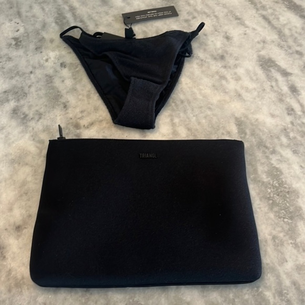 Aster Coconut Terry Triangl Bikini Bottom & Pouch NWT